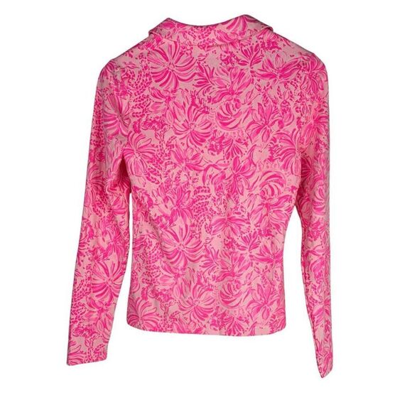 Lilly Pulitzer Small Reema Long Sleeve Polo Shirt Pink Bloom Foxy Llama - Picture 3 of 8